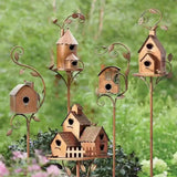 Copper Garden Birdhouse  Dual Entry Metal Bird House with Decorative Leaf Design - Detailed view