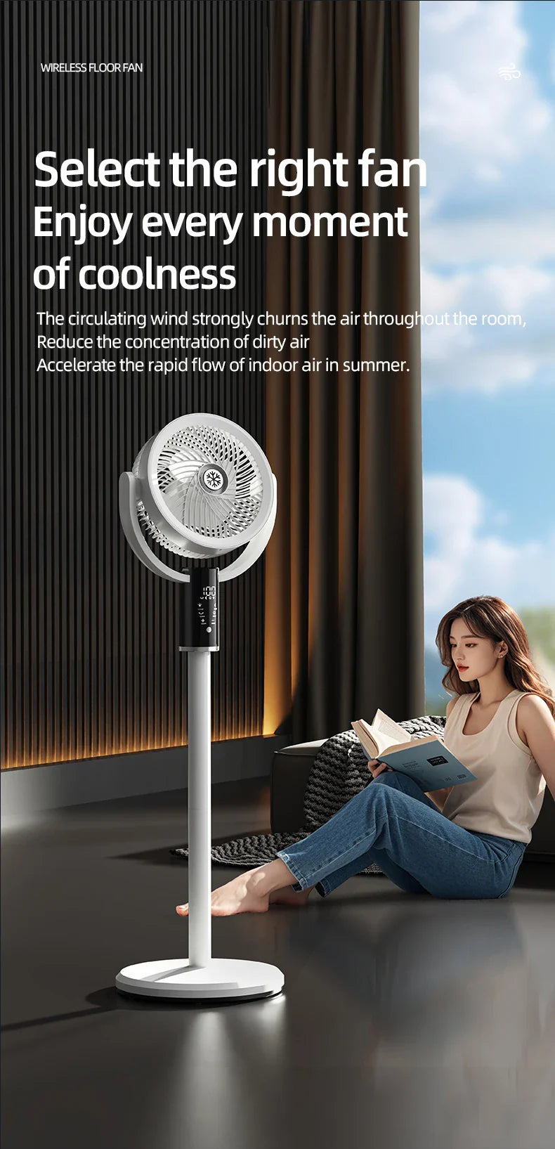 Smart Oscillating Floor Fan  Remote Control  8-Speed Settings - Product detail 9