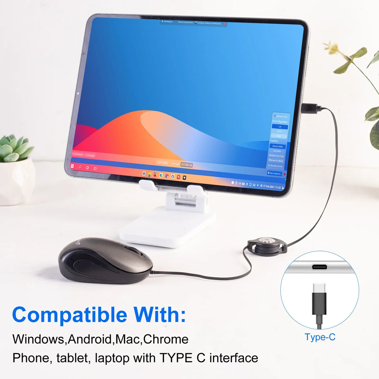 USB Type C Retractable Mouse  Compact Travel Design - Product showcase