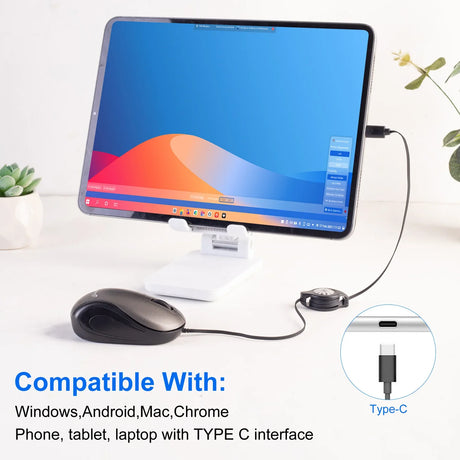 USB Type C Retractable Mouse  Compact Travel Design - Product showcase