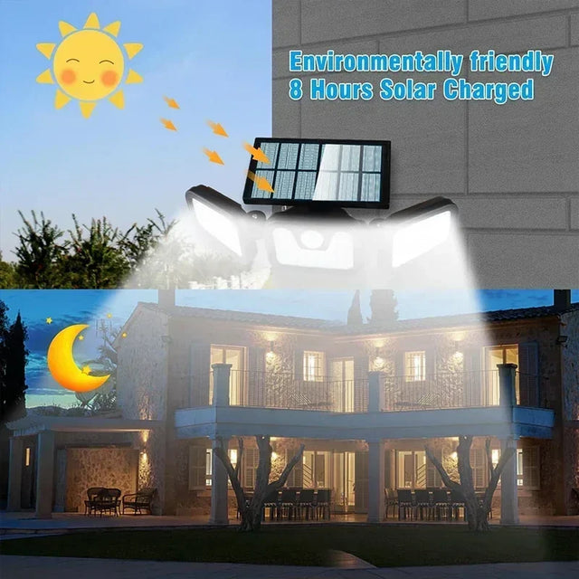 Solar Motion Sensor Light  270 Wide Angle LED Outdoor Security Lamp - Product showcase