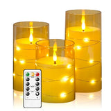 LED Flameless Candles  Glass Cylinder Set with String Lights - Product detail 6