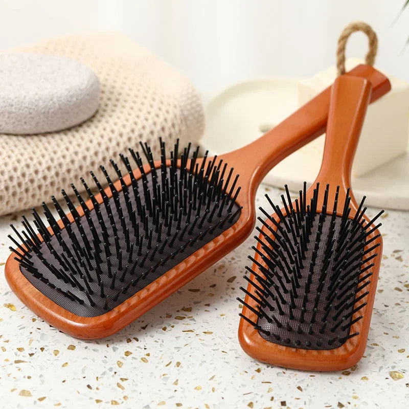 Wooden Hair Brush  Ergonomic Scalp Massage Design - Product example