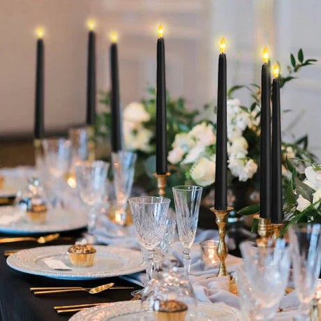 LED Black Taper Candles  Flameless Gothic Dining Decor - Product showcase