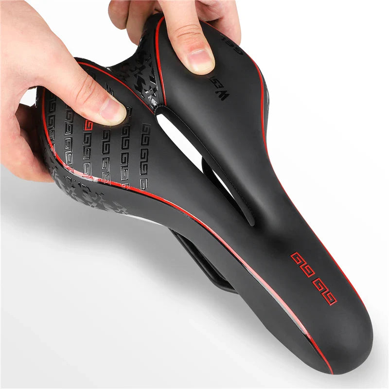 Premium Bike Saddle  Gel Comfort Technology with Red Accent - Detailed view