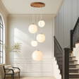 Scandinavian Staircase Chandelier  Floating Glass Sphere Cluster - Product showcase