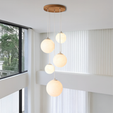 Scandinavian Staircase Chandelier  Floating Glass Sphere Cluster - Detailed view