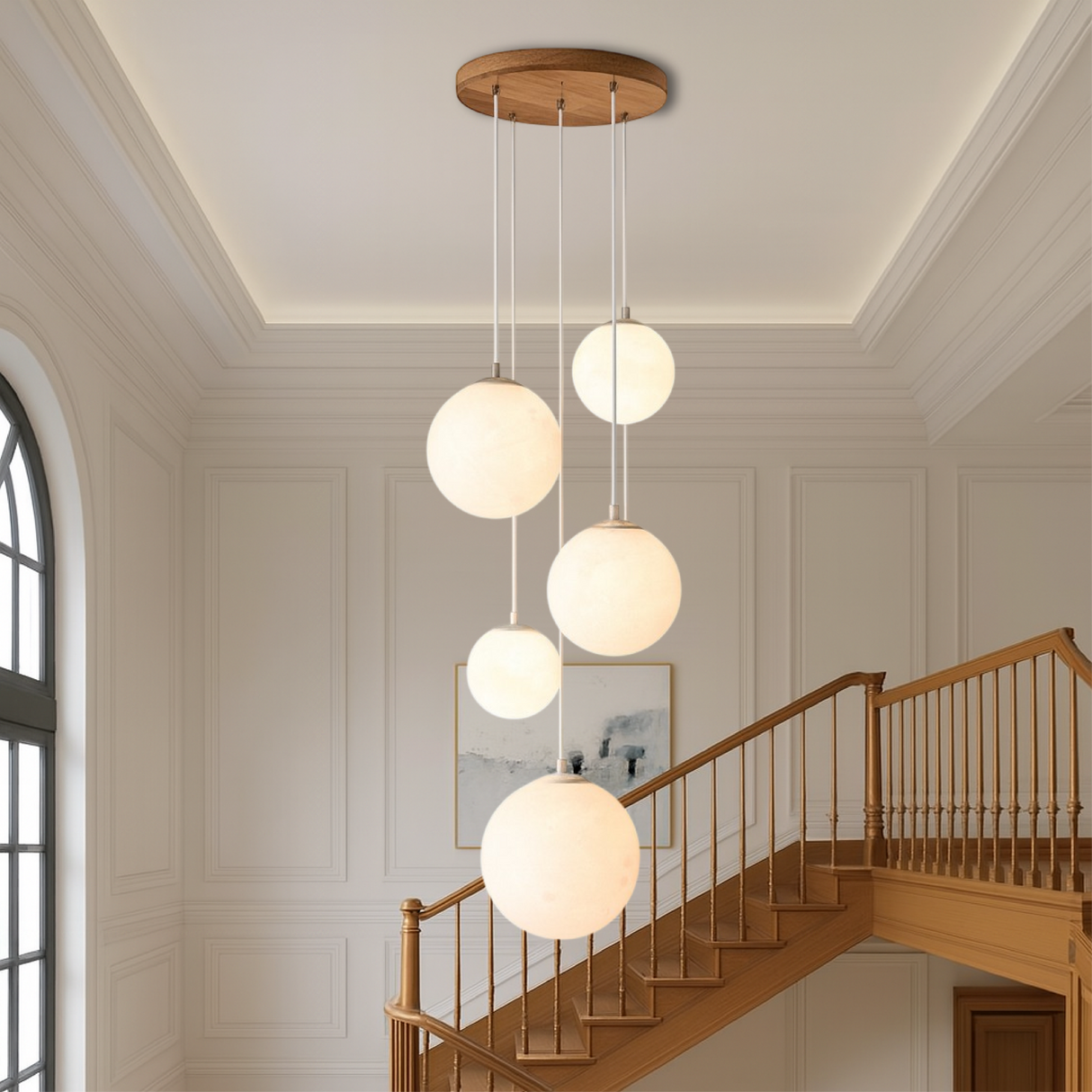 Scandinavian Staircase Chandelier  Floating Glass Sphere Cluster - Product detail 4