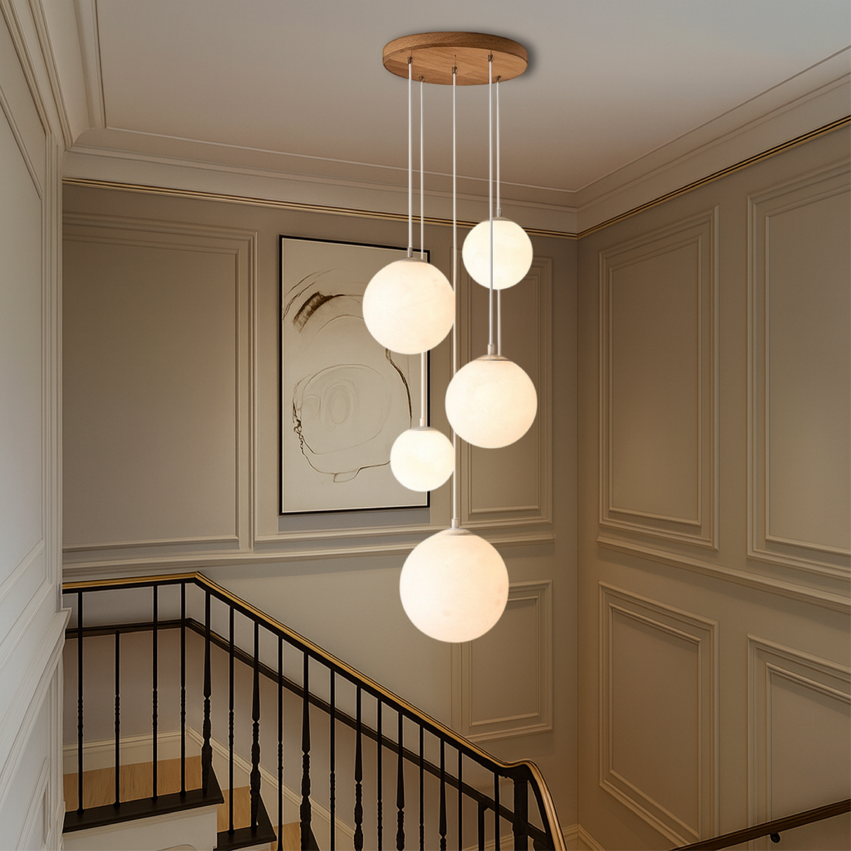 Scandinavian Staircase Chandelier  Floating Glass Sphere Cluster - Product detail 5