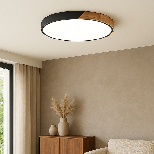 Nordic Ceiling Light  Wood and Black Metal Design - Product showcase