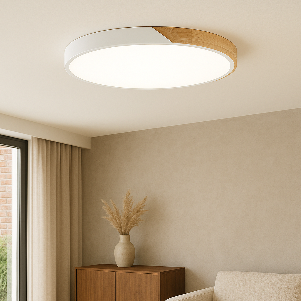 Nordic Ceiling Light  Wood and Black Metal Design - Detailed view