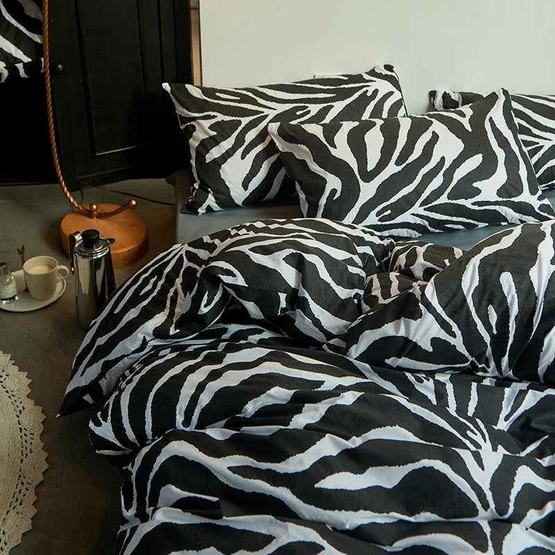Zebra Print Duvet Cover Set  Egyptian Cotton Bedding - Product showcase
