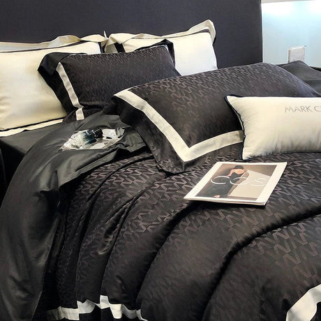 Egyptian Cotton Bedding Set  Modern Monogram Pattern - Product showcase