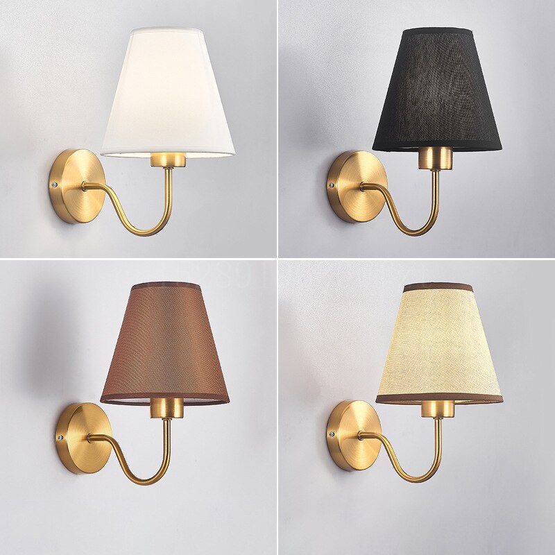Modern Wall Sconce  Brushed Gold with Fabric Shade - Product detail 4