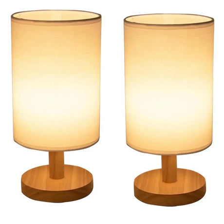 Minimalist Table Lamp  Natural Wood Base with Linen Shade - Product detail 11