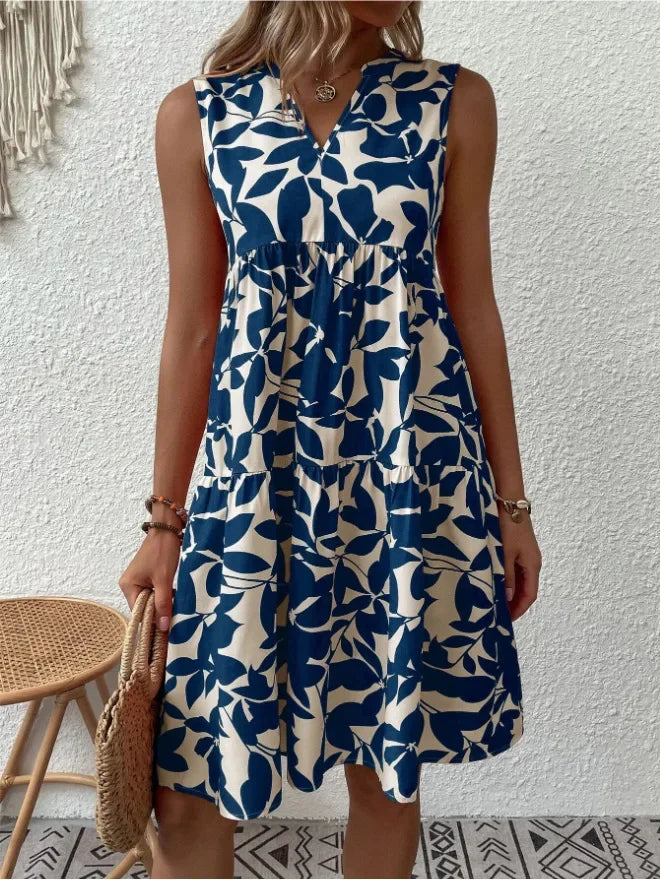 Summer Floral Dress  V-Neck Tiered Cotton Design - Product detail 17