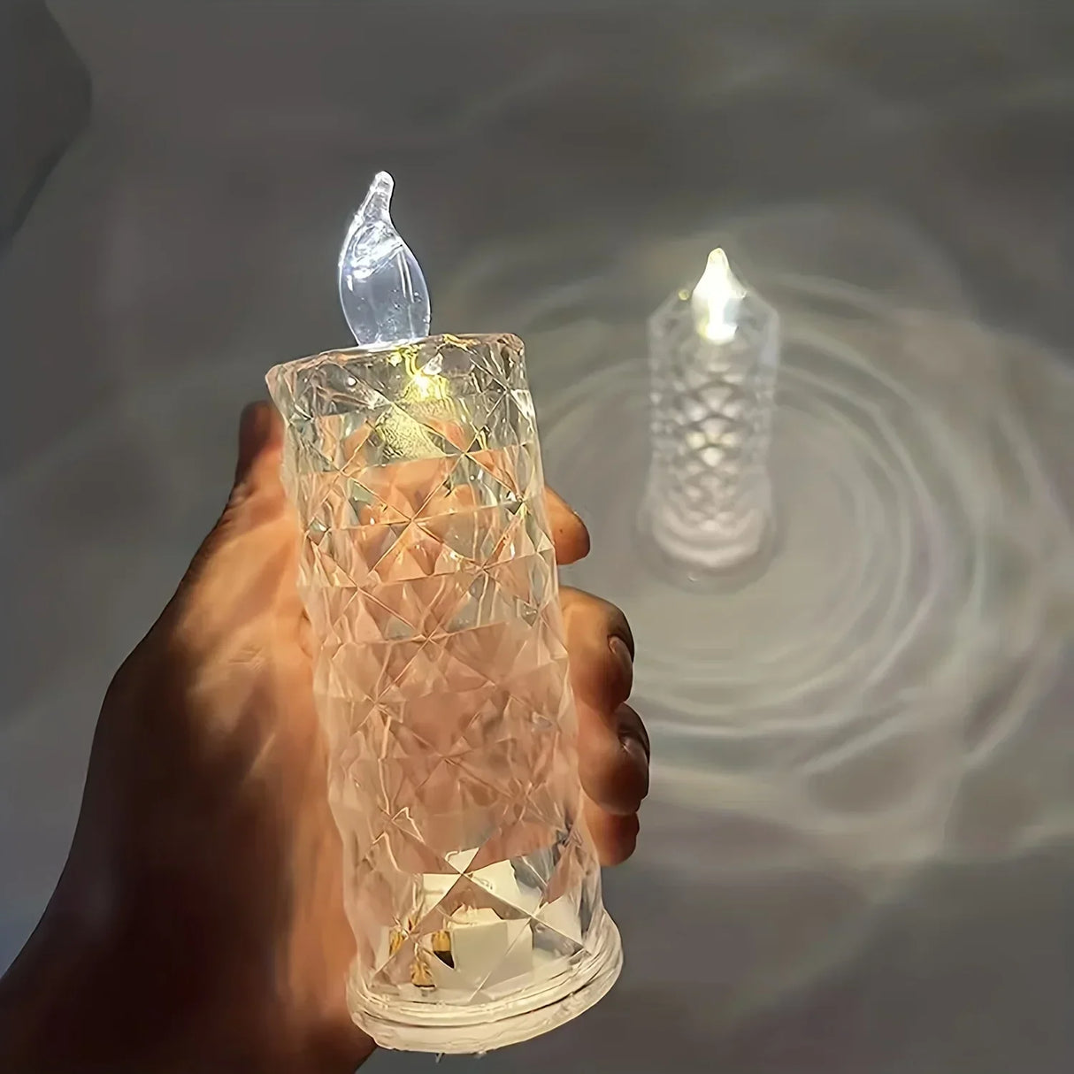 LED Flameless Candle  Crystal Glass Pattern Design - Detailed view
