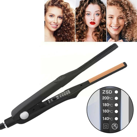 Mini Hair Straightener And Curler  Ceramic Tourmaline 2-in-1 Styler - Product showcase