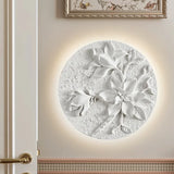 Vintage Wall Lamp  French Round Floral Relief Design - Detailed view