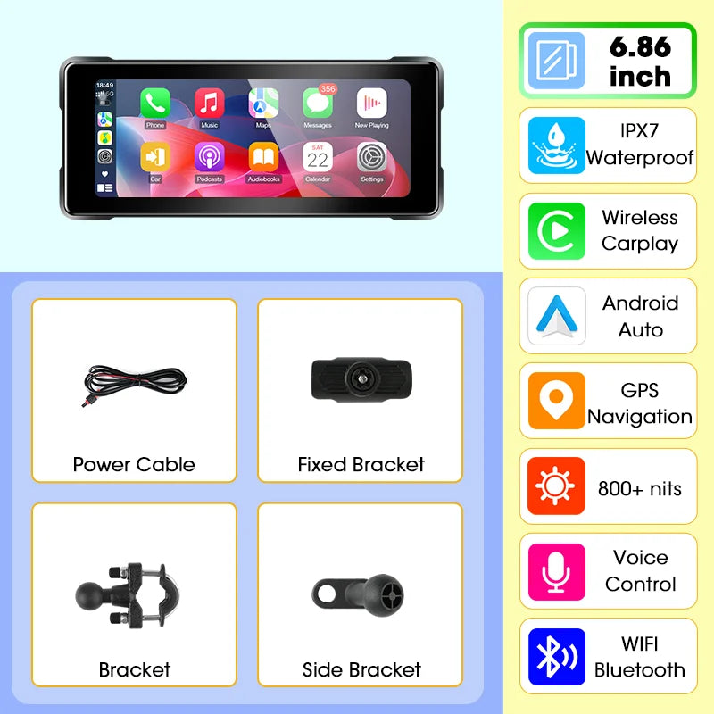 Smart Motorcycle Display  IPX7 Waterproof CarPlay Android Auto - Product detail 15