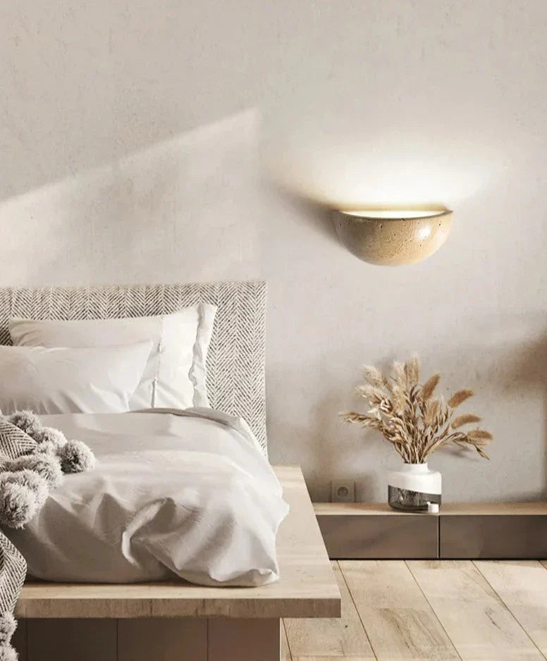 Modern Wall Light  Natural Travertine Half-Moon Design - Product detail 8