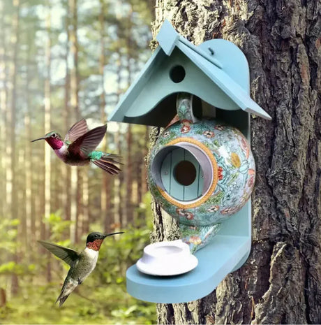 Decorative Garden Birdhouse  Teapot Design With Feeding Station - Product detail 5
