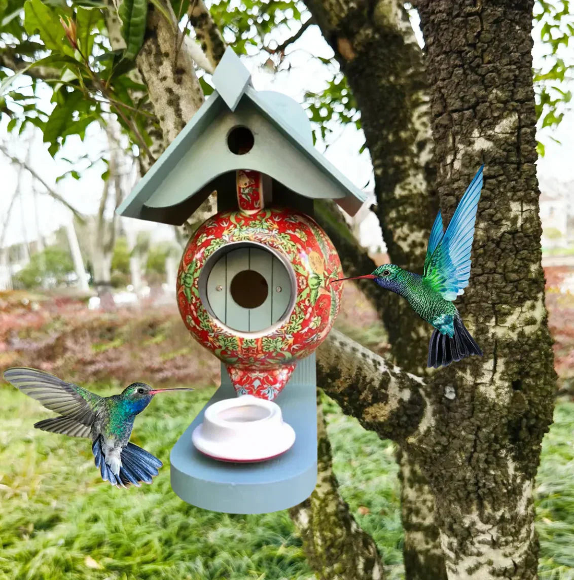 Decorative Garden Birdhouse  Teapot Design With Feeding Station - Product example