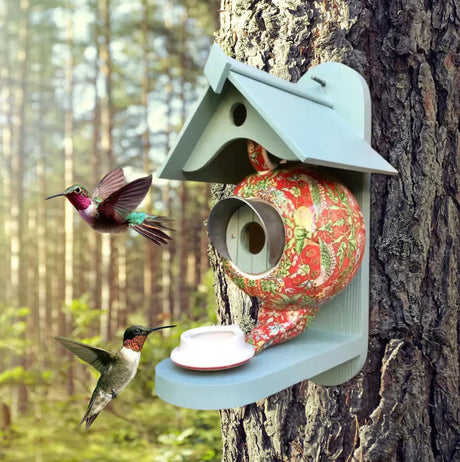 Decorative Garden Birdhouse  Teapot Design With Feeding Station - Product detail 6