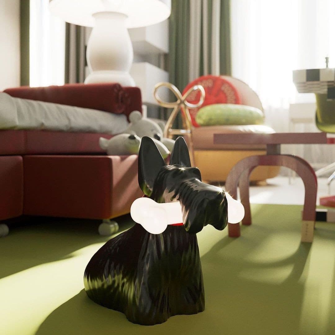 Scottie Dog Table Lamp  LED Black Resin Design - Product detail 34