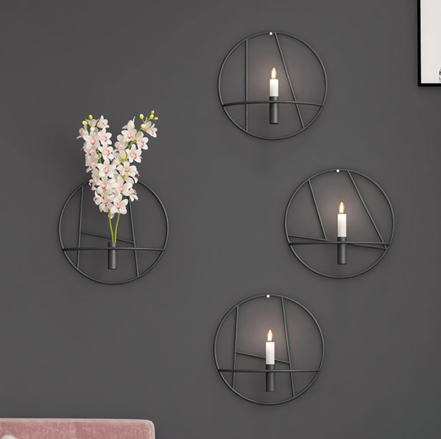 Modern Wall Candle Holder  Geometric Circle Design - Product example