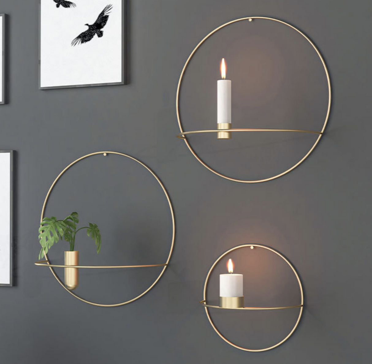 Modern Wall Candle Holder  Geometric Circle Design - Detailed view