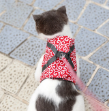 Japanese Pattern Cat Harness  Navy Blue Wave Design With Leash - Product example