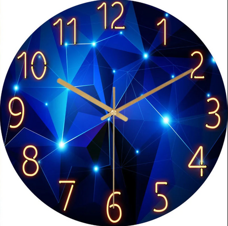 Modern Wall Clock  Neon Numbers Blue Marble Design - Product detail 24