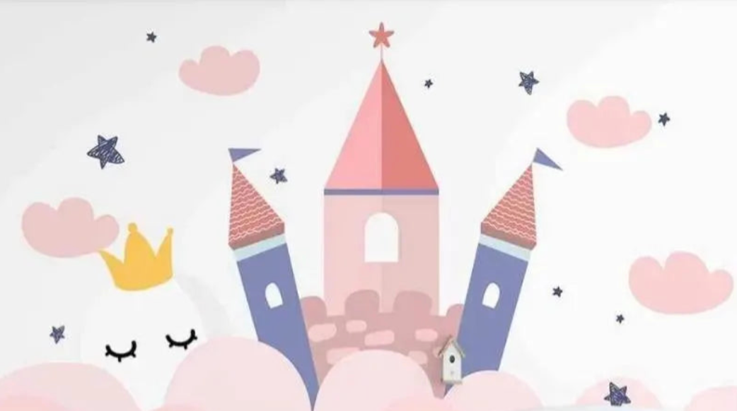 Princess Castle Mural Wallpaper | Pink and Blue Fairy Tale Design