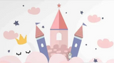 Princess Castle Mural Wallpaper | Pink and Blue Fairy Tale Design