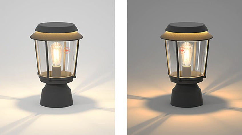 Solar Garden Post Light  Lantern Style Glass Panel Design - Product detail 8