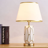 Geometric Table Lamp  White Ceramic with Gold Trim - Detailed view