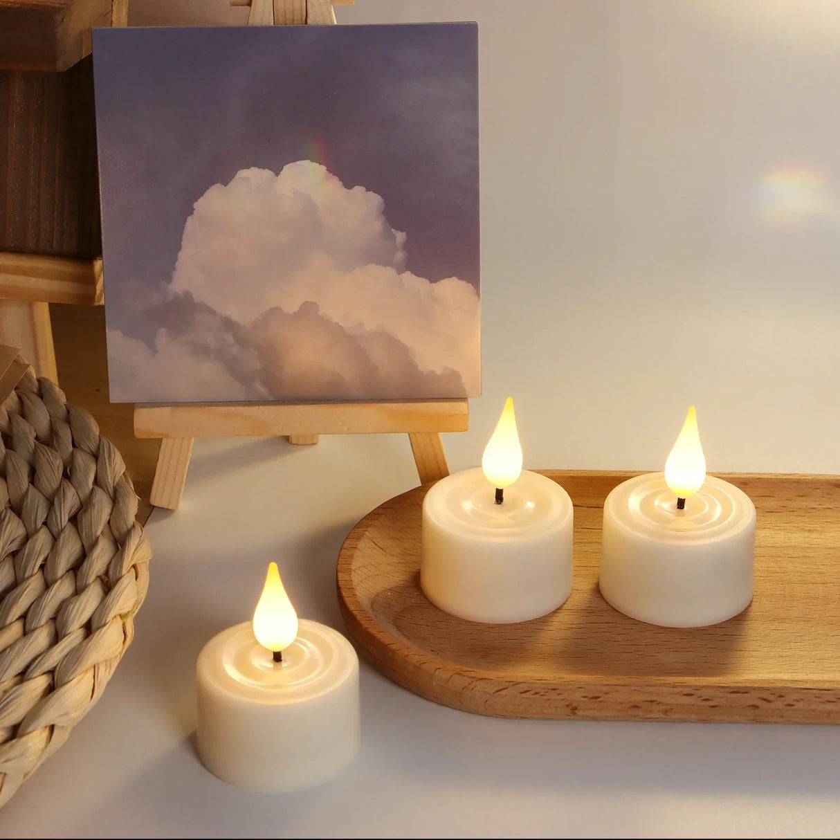 LED Flameless Candles  Glass Encased Flickering Lights - Product example