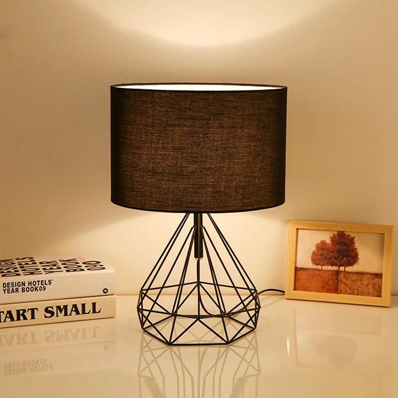 Geometric Table Lamp  Gold Metal Base with Cream Shade - Detailed view