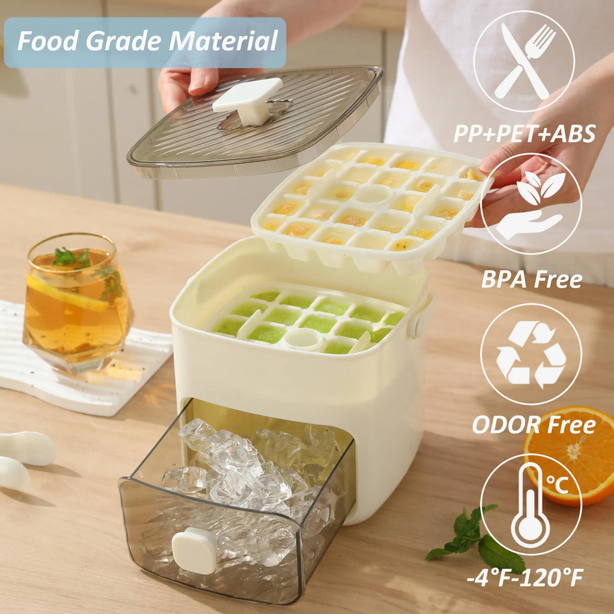 Modern Ice Cube Maker  Double Layer Storage With Handle - Product detail 11