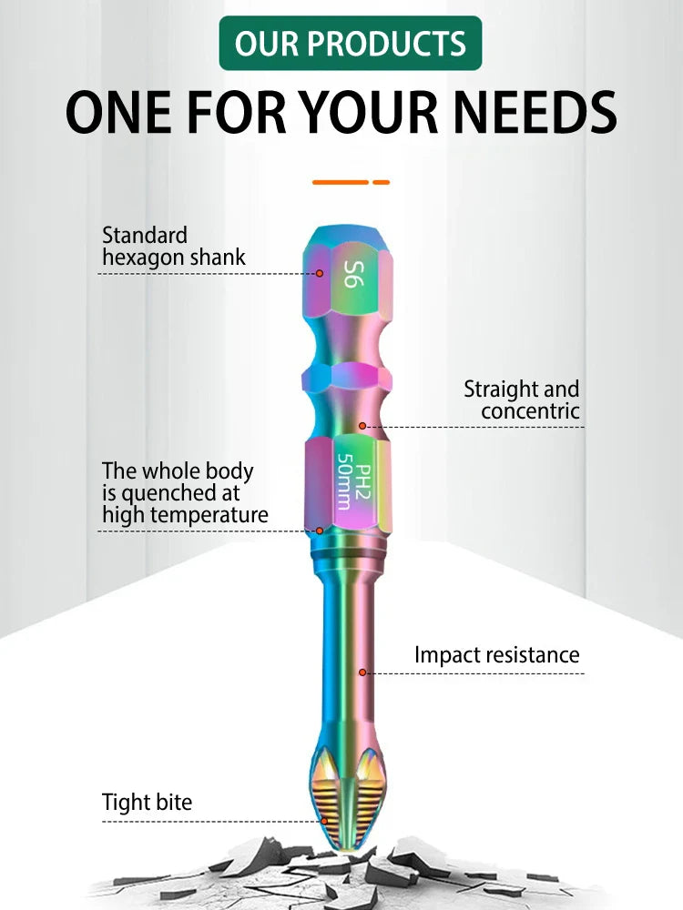 Professional Phillips Screwdriver Bit Set  Rainbow Titanium Steel Impact Bits - Product detail 4