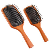 Wooden Hair Brush  Ergonomic Scalp Massage Design - Product showcase