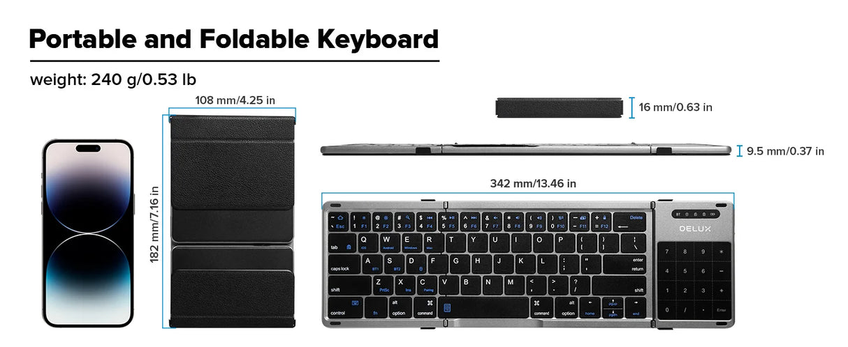 Wireless Foldable Keyboard  Dual Mode With Touchpad - Product detail 13