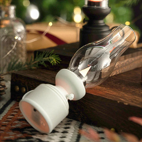 Vintage LED Oil Lamp  Battery Powered Glass Chimney Design - Product detail 4