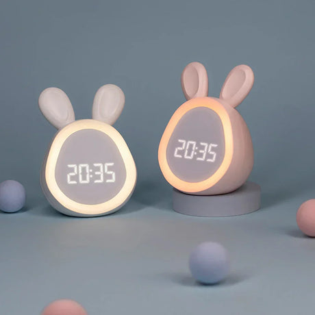 Kids Digital Alarm Clock  Bunny Night Light Design - Product showcase
