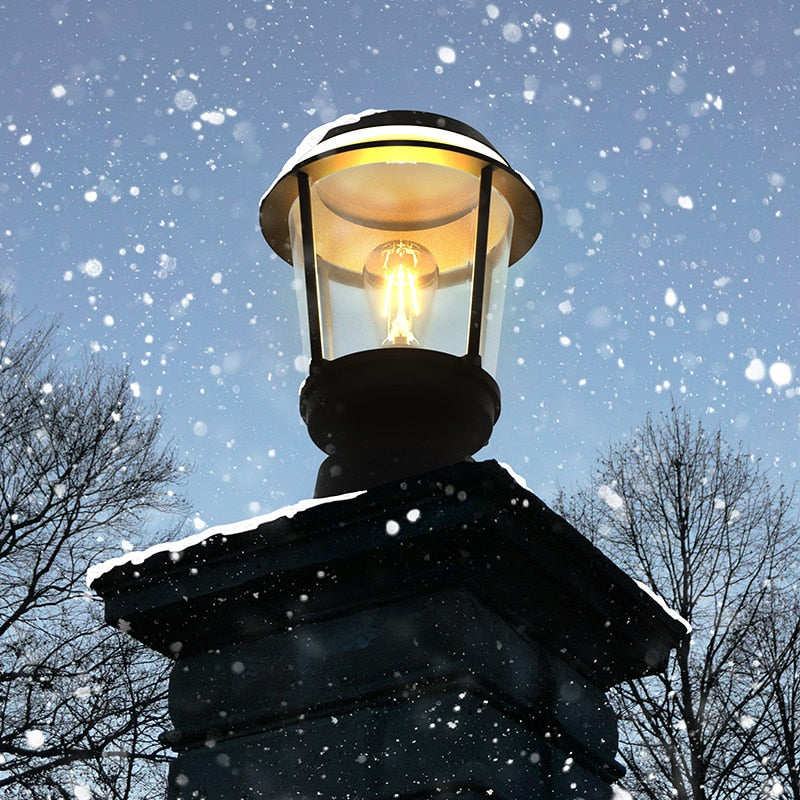 Solar Garden Post Light  Lantern Style Glass Panel Design - Product detail 5