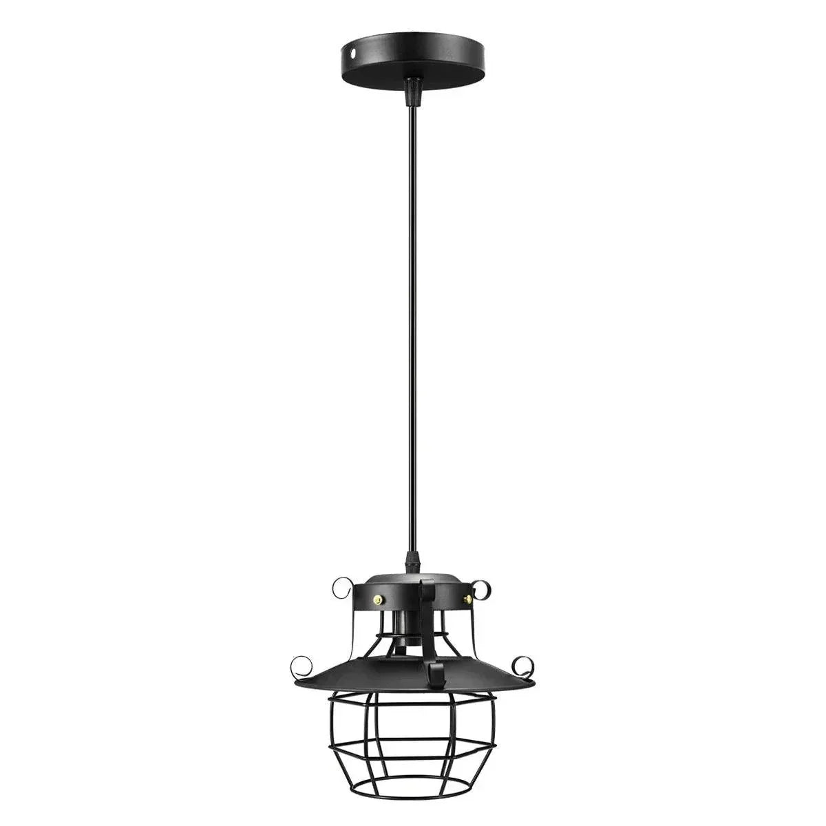 Industrial Pendant Light  Black Metal Cage Design - Product detail 4