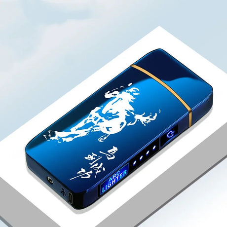 Plasma Arc Lighter  Blue Metal Double Arch Design - Product showcase