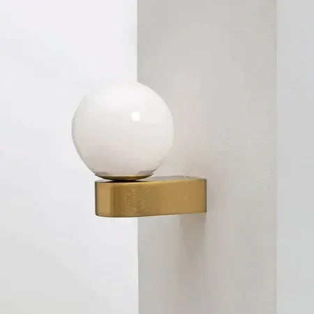 Modern Glass Wall Lamp  Dual Sphere Design with Brass Accent - Product detail 4