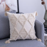 Boho Cotton Throw Pillows  Tufted Geometric Pattern With Tassels - Product detail 6
